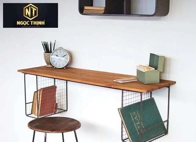 BÀN LÀM VIỆC TREO TƯỜNG CÓ RỔ NHỎ TIỆN LỢI - BLLVTT06